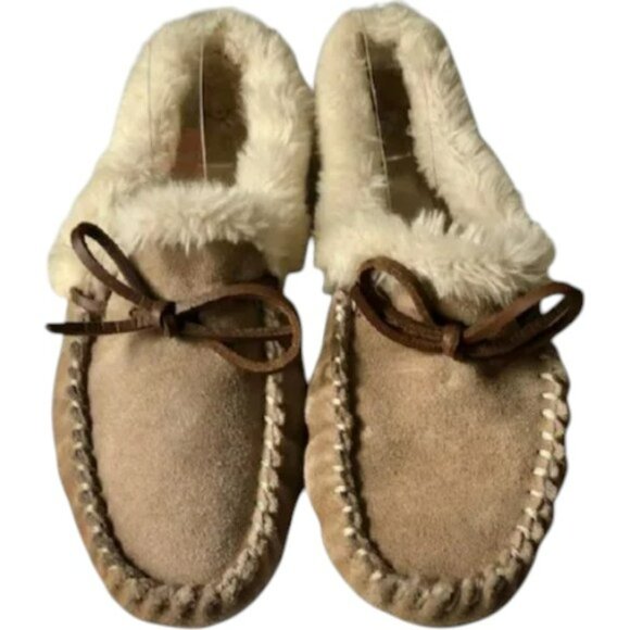 J. Crew Suede Faux-Shearling Moccasin Slippers - 9 - Picture 4 of 9